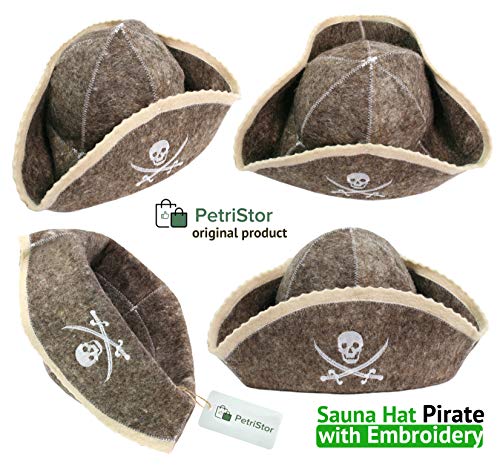 Sauna Hat Pirate/Filibuster for Man Natural Felt 100% Natural