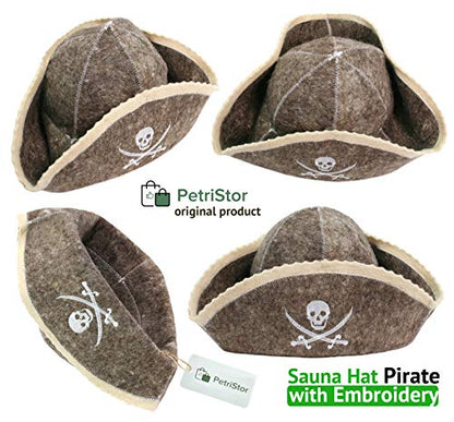 Sauna Hat Pirate/Filibuster for Man Natural Felt 100% Natural