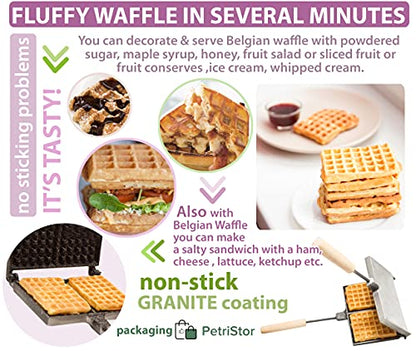 Belgian Viennese Waffle Maker Cookie Non-stick granite coating