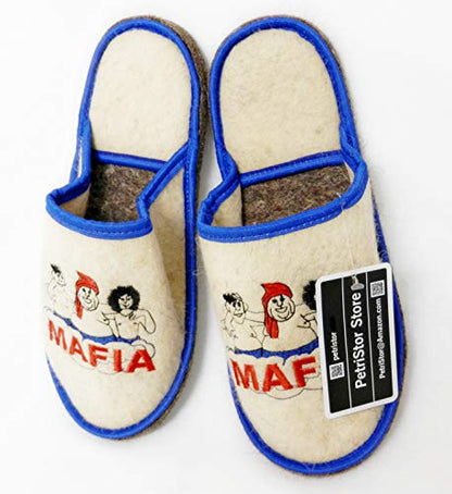 Sauna Banya Slippers for Men "Mafia" Bath House Wool Felt