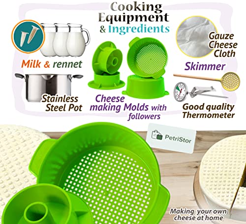 2 pcs Cheesemaking Kit Сheese Mold Press Strainer cheese With Follower Piston 40 oz (1,2 liters) Tofu Press Mold Cheese Making Kit Machine Color green