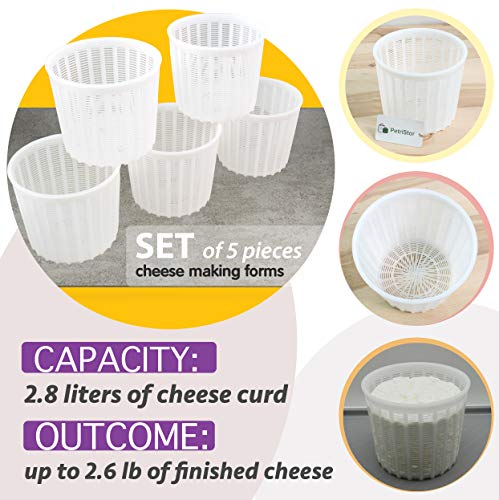 5 pcs Cheesemaking Kit Strainer cheese Basic Cheese Mold 2.8 liters