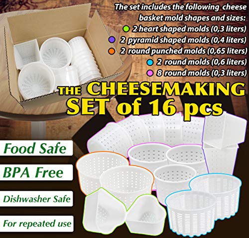 16 pcs Cheesemaking Kit №3 Strainer cheese Press Mold