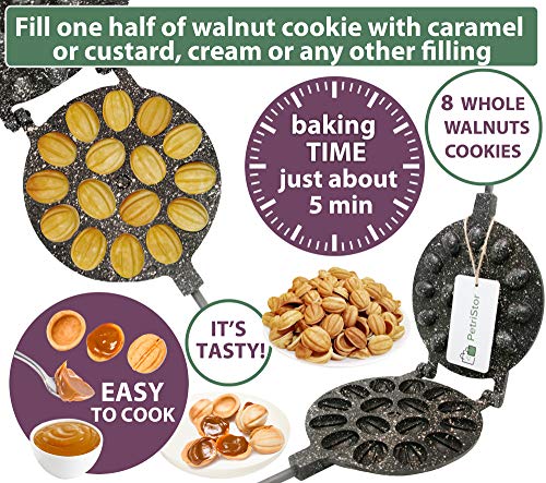 Walnut Cookie Maker 16 halves non-stick coating granite stone