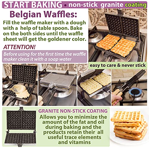 Belgian Viennese Waffle Maker Cookie Non-stick granite coating