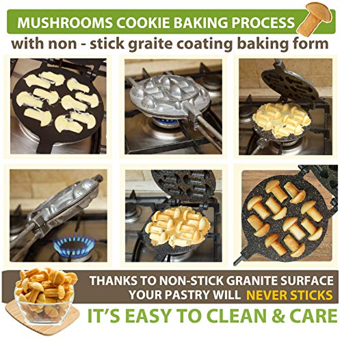 10 Mushrooms Cookie Mold Non-stick Coating granite stone Cookie Presses