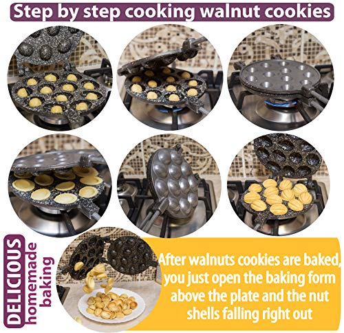 Walnut Cookie Maker 12 halves non-stick coating granite stone Pastry