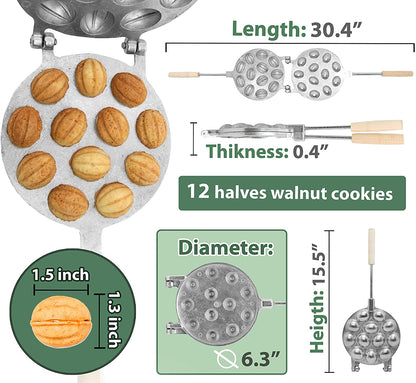 Walnut 12 Cookie Mold (Oreshek) Maker Oreshki Rissian Soviet Cookies by PetriStor