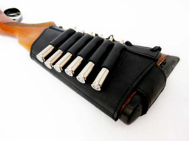 Adjustable Leather Cartridge Ammo Holder for Rifles Retro Style 12 16 Caliber or .30-30 .308 Caliber Hunting Ammo Pouch Bag Stock Right Handed Shotgun Shell Holder